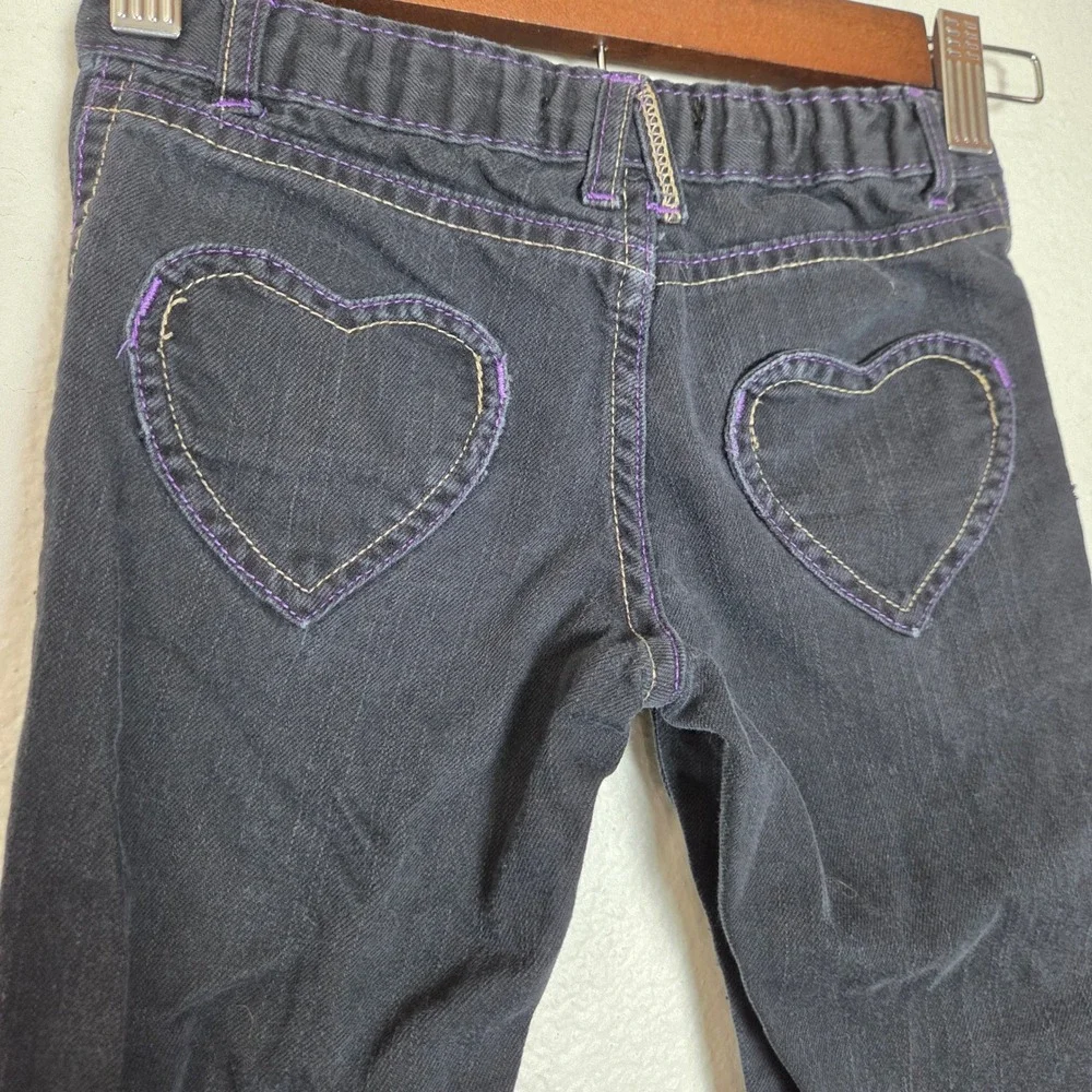 VTG‎ Y2K Wrangler Girls 5T Bootcut Jeans Heart Pockets Dark Wash Denim